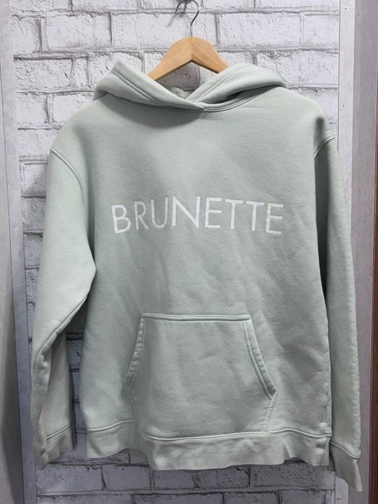Brunette The Label Tops - Brunette The Label Light Mint Hoodie with Black Logo Tag